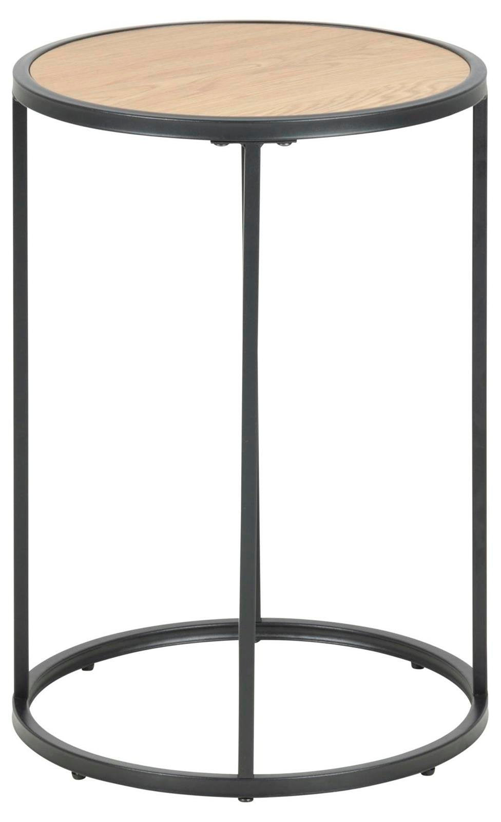 Stolik kawowy Seaford Actona MDF metal dąb naturalny/czarny okrągły 40x40 cm