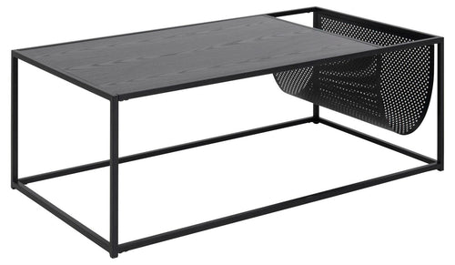 Stolik kawowy Actona Seaford z gazetnikiem metalowy czarny 110x60 cm