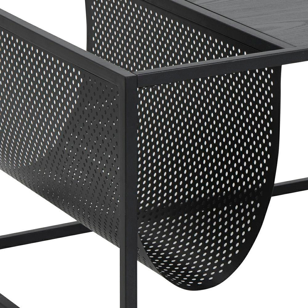 Stolik kawowy Actona Seaford z gazetnikiem metalowy czarny 110x60 cm