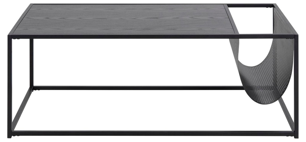 Stolik kawowy Actona Seaford z gazetnikiem metalowy czarny 110x60 cm