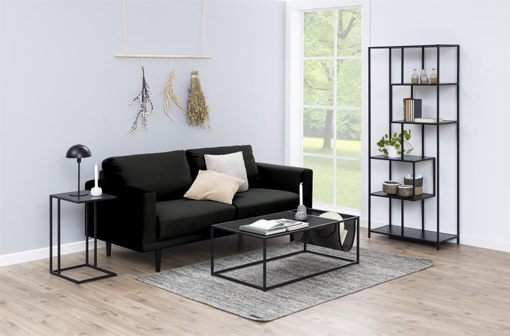 Stolik kawowy Actona Seaford z gazetnikiem metalowy czarny 110x60 cm
