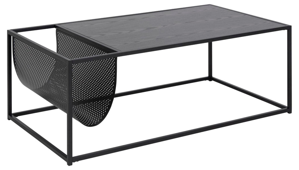 Stolik kawowy Actona Seaford z gazetnikiem metalowy czarny 110x60 cm