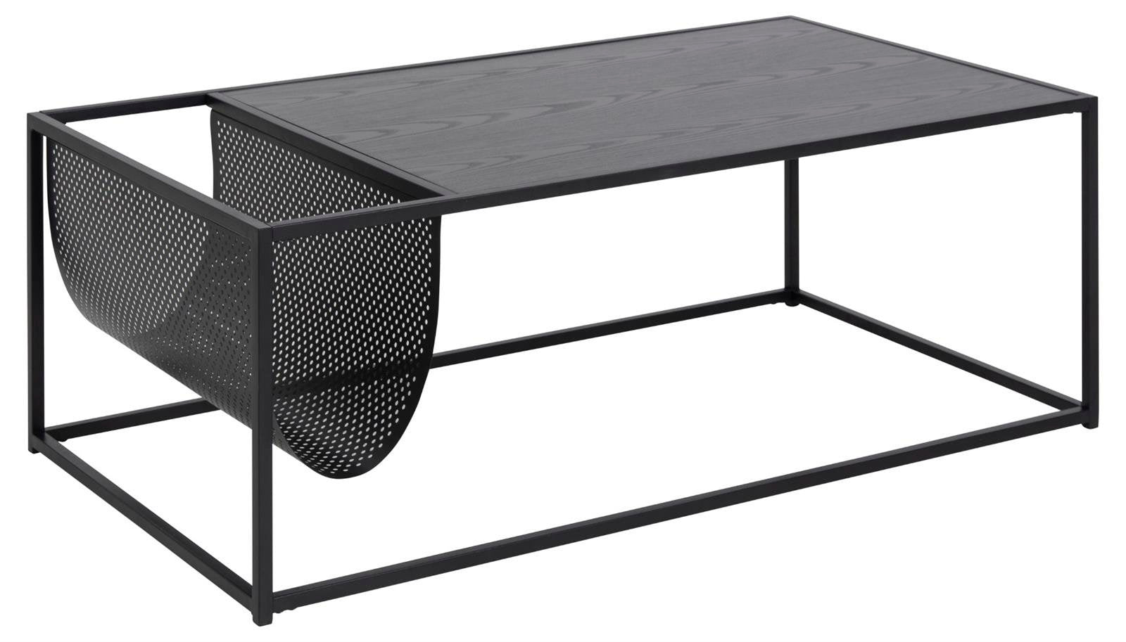 Stolik kawowy Actona Seaford z gazetnikiem metalowy czarny 110x60 cm