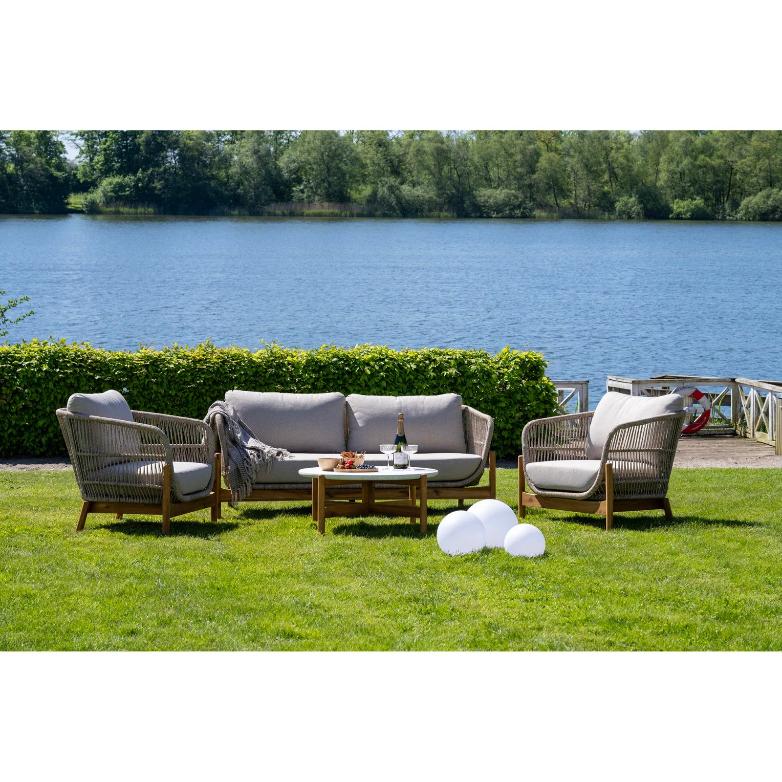 Stolik kawowy Terracina 84,5cm akacja/terrazzo