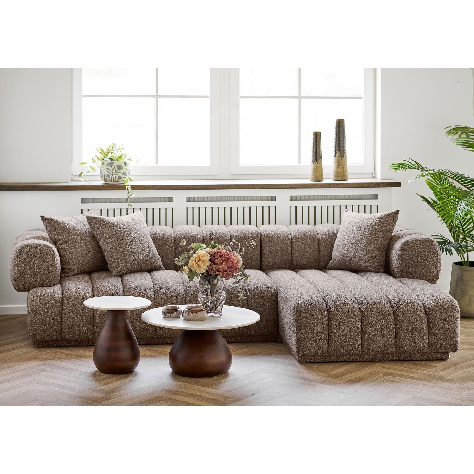 Stolik kawowy Heide drewno mango/marmur, 70x35 cm