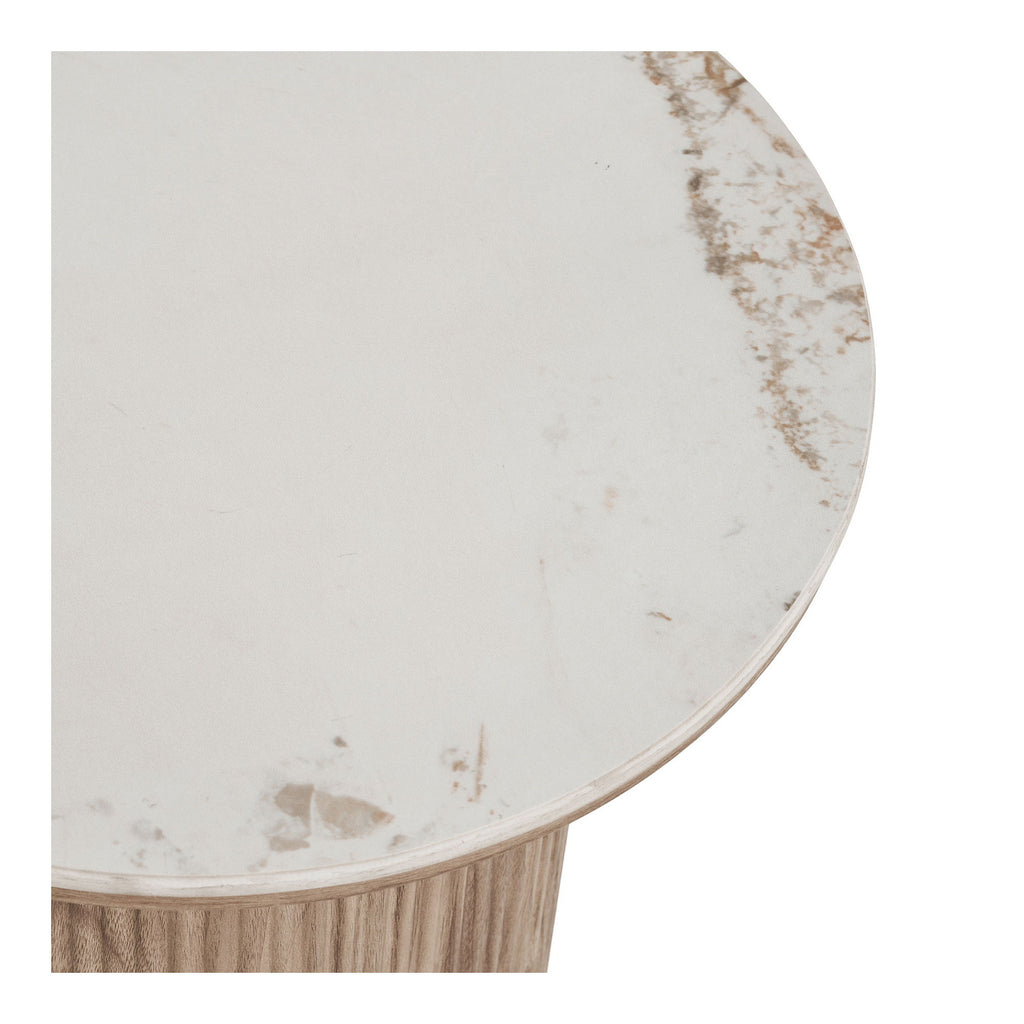 Stolik kawowy Athens blat ceramiczny, biały/brązowy 45x50 cm