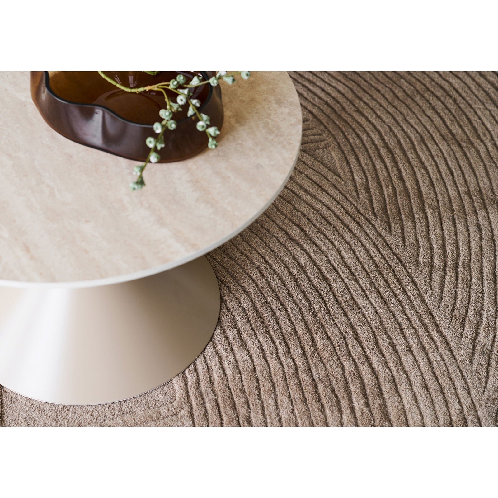 Stolik kawowy Annecy blat ceramiczny/stal, trawertyn/piaskowy 70x41 cm
