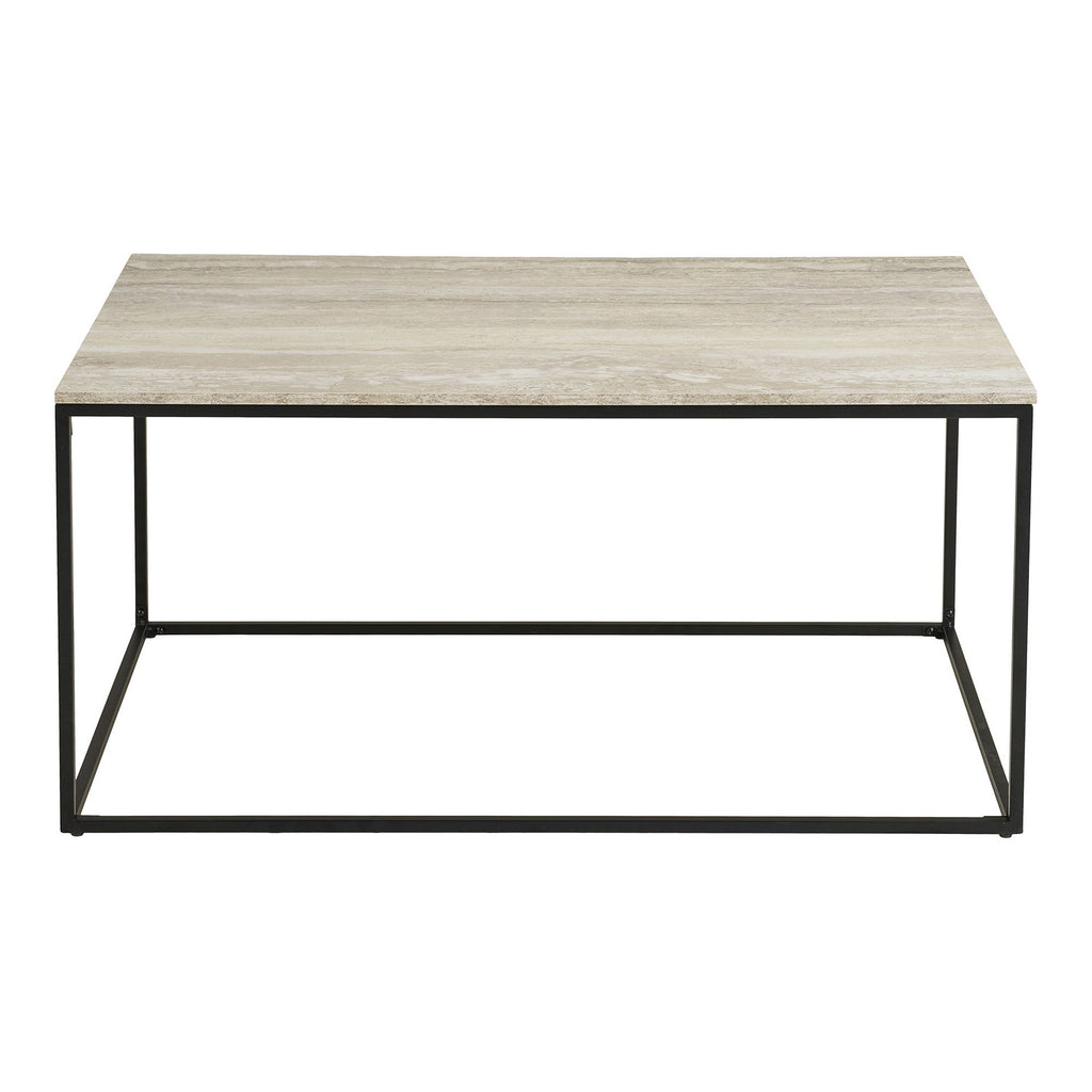 Stolik kawowy Vita imitacja trawertynu, czarna rama, 90x60x45 cm