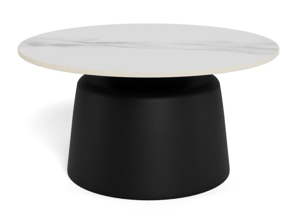 Stolik kawowy Santorini 70cm biały ceramiczny/ czarny