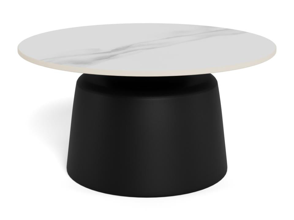 Stolik kawowy Santorini 70cm biały ceramiczny/ czarny