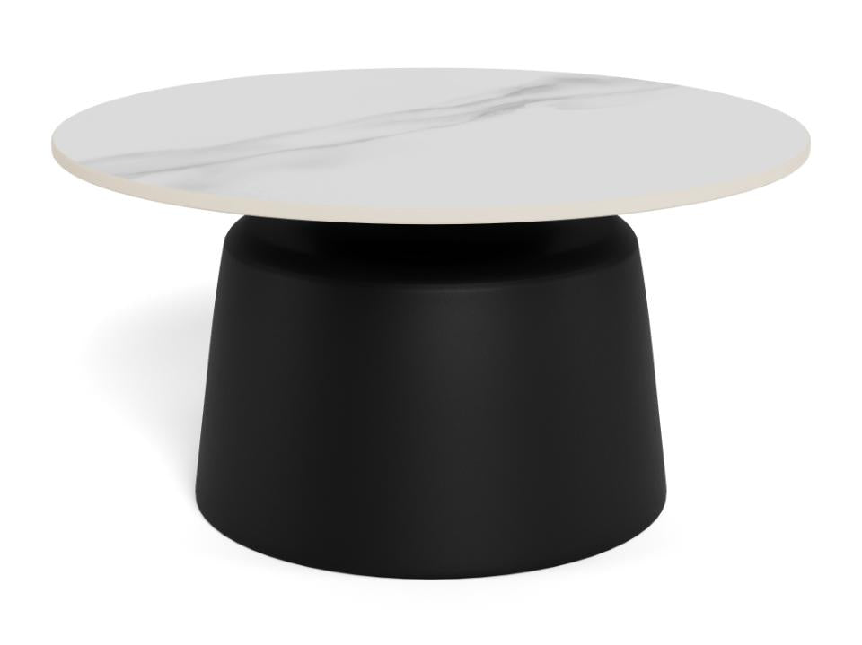 Stolik kawowy Santorini 70cm biały ceramiczny/ czarny