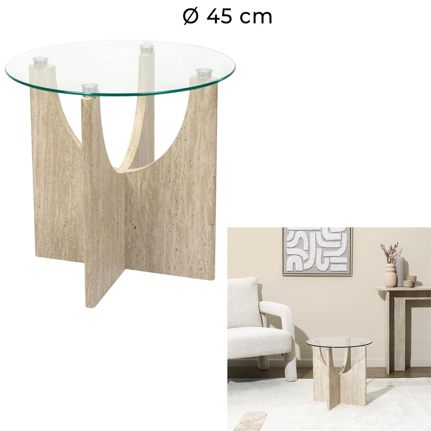 Stolik kawowy Yelo 45cm trawertyn
