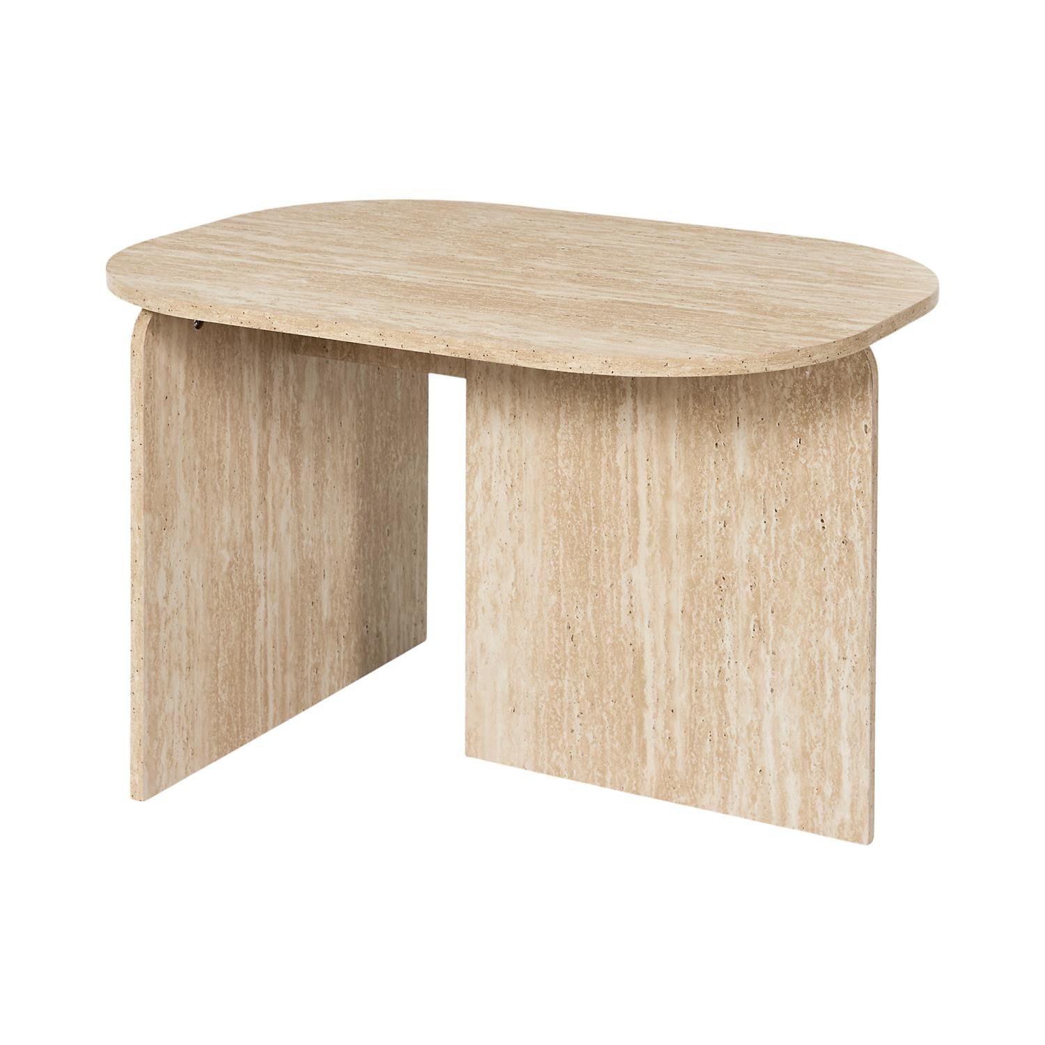 Stolik kawowy Umor owalny 72x53 cm nowoczesny trawertynowy